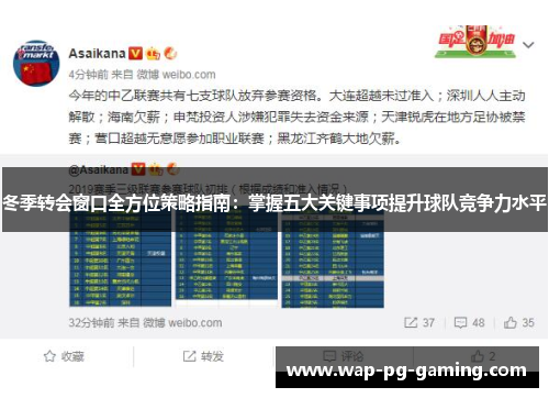 冬季转会窗口全方位策略指南：掌握五大关键事项提升球队竞争力水平